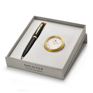9322 Ballpoint Pen With Gold Chrome Table Clock
